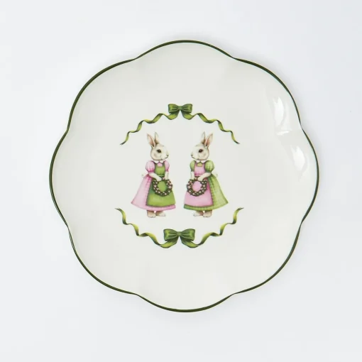 Mrs. Alice Pink Cottontail Bunny Dinner Plate< Dinner Plates