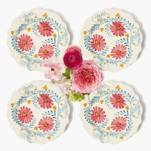 Mrs. Alice Pink Flowers Starter Plates (Set of 4)< Summer Crockery | Starter Plates