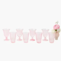 Mrs. Alice Pink Fluted Glassware (Set of 8)< Summer Glassware | Glasses