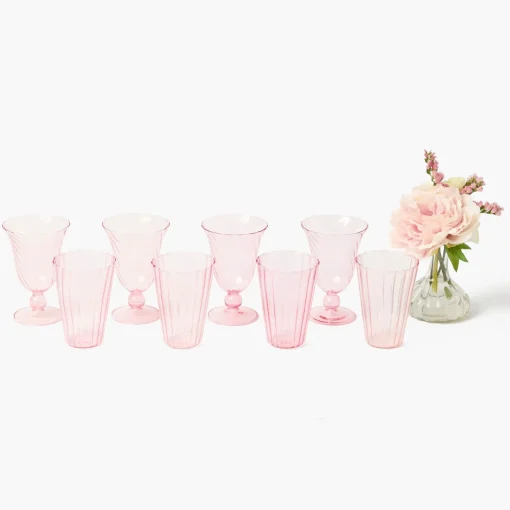 Mrs. Alice Pink Fluted Glassware (Set of 8)< Summer Glassware | Glasses