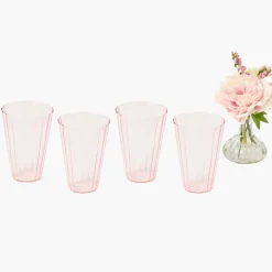 Mrs. Alice Pink Fluted Water Glasses (Set of 4)< Summer Glassware | Glasses