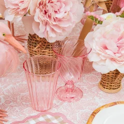 Mrs. Alice Pink Fluted Water Glasses (Set of 4)< Summer Glassware | Glasses