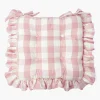 Mrs. Alice Pink Gingham Ruffle Seat Pad Cushion< Cushions
