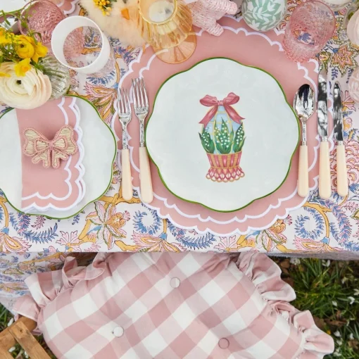 Mrs. Alice Pink Gingham Ruffle Seat Pad Cushion< Cushions
