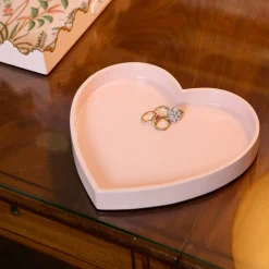 Mrs. Alice Pink Heart Lacquer Tray< Trays
