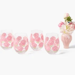 Mrs. Alice Pink Hydrangea Glasses (Set of 4)< Glasses