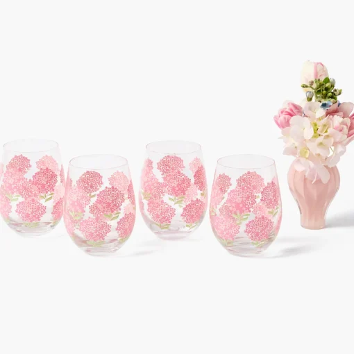 Mrs. Alice Pink Hydrangea Glasses (Set of 4)< Glasses