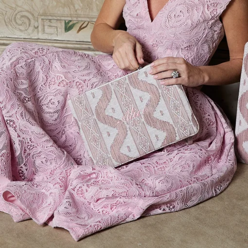 Mrs. Alice Pink Ikat Pochette< Mrs. Alice Monogram | Monogrammable Gifts