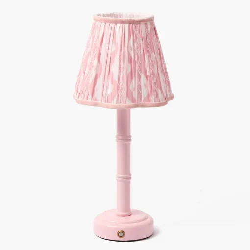 Mrs. Alice Pink Leonora Lacquer Rechargeable Lamp with Pink Ikat Shade (18cm)< Rechargeable Table Lamps
