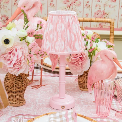 Mrs. Alice Pink Leonora Lacquer Rechargeable Lamp with Pink Ikat Shade (18cm)< Rechargeable Table Lamps