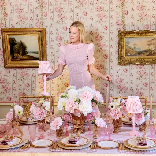 Mrs. Alice Pink Leonora Lacquer Rechargeable Lamp< Rechargeable Table Lamps | Lamp Stands