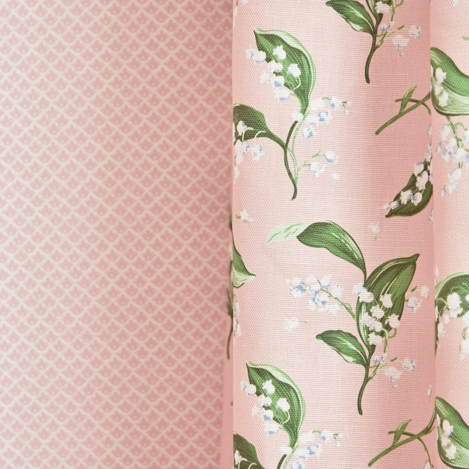 Mrs. Alice Pink Lily of the Valley Fabric< Serena Fresson Fabrics