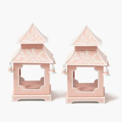 Mrs. Alice Pink Mini Chinoiserie Pagoda Lanterns (Pair)< Summer Candleware | Year-round Decorations