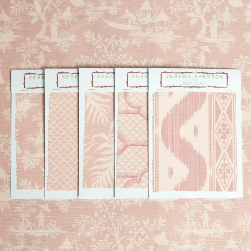 Mrs. Alice Pink Pagoda Garden Fabric< Serena Fresson Fabrics