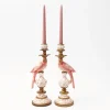 Mrs. Alice Pink Parrot Candle Holder (Pair)< Summer Candleware | Candle Holders