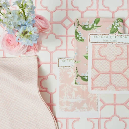 Mrs. Alice Pink Shaded Bamboo Wallpaper< Serena Fresson Wallpapers