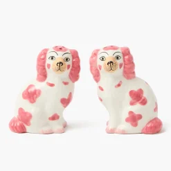 Mrs. Alice Pink Staffordshire Dog Salt & Pepper Shakers< Summer Crockery