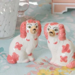 Mrs. Alice Pink Staffordshire Dog Salt & Pepper Shakers< Summer Crockery