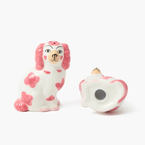 Mrs. Alice Pink Staffordshire Dog Salt & Pepper Shakers< Summer Crockery