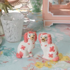 Mrs. Alice Pink Staffordshire Dog Salt & Pepper Shakers< Summer Crockery