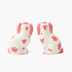 Mrs. Alice Pink Staffordshire Dog Salt & Pepper Shakers< Summer Crockery