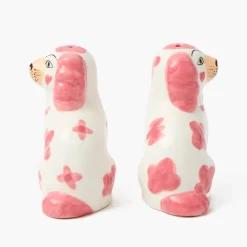 Mrs. Alice Pink Staffordshire Dog Salt & Pepper Shakers< Summer Crockery
