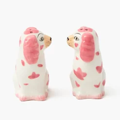 Mrs. Alice Pink Staffordshire Dog Salt & Pepper Shakers< Summer Crockery