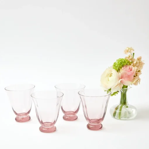 Mrs. Alice Pink Tulip Water Glasses (Set of 4)< Glasses