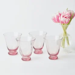 Mrs. Alice Pink Tulip Water Glasses (Set of 4)< Glasses