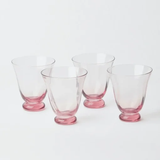Mrs. Alice Pink Tulip Water Glasses (Set of 4)< Glasses