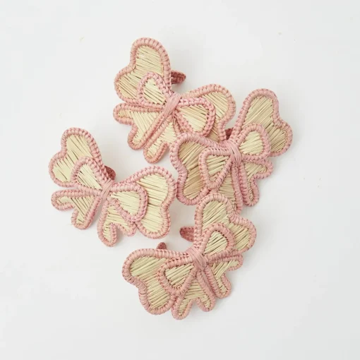 Mrs. Alice Pink Wicker Napkin Bow (Set of 4)< Napkin Rings & Bows