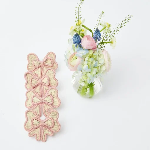 Mrs. Alice Pink Wicker Napkin Bow (Set of 4)< Napkin Rings & Bows