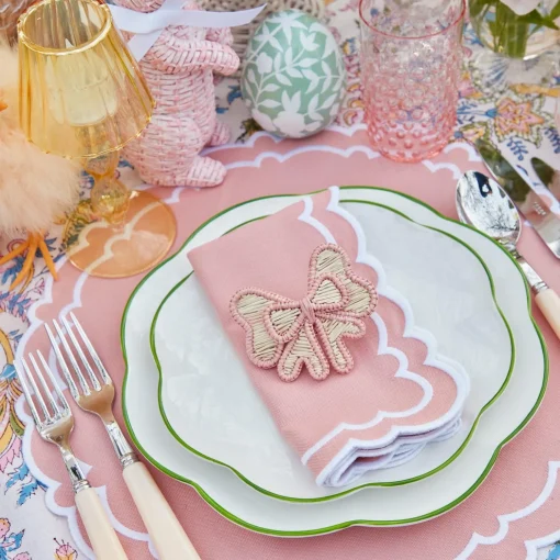 Mrs. Alice Pink Wicker Napkin Bow (Set of 4)< Napkin Rings & Bows