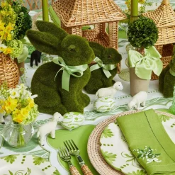 Mrs. Alice Potted Boxwood Ball with Green Bow (Pair)< Spring Decorations
