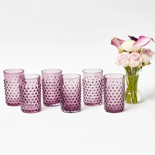 Mrs. Alice Purple Hobnail Glasses (Set of 6)< Summer Glassware | Glasses