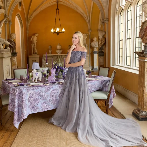 Mrs. Alice Purple Ottilie Toile Tablecloth< Tablecloths