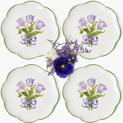 Mrs. Alice Purple Tulip Dinner Plates (Set of 4)< Dinner Plates | Crockery Sets