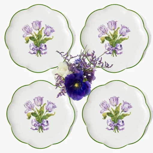 Mrs. Alice Purple Tulip Starter Plates (Set of 4)< Starter Plates | Crockery Sets