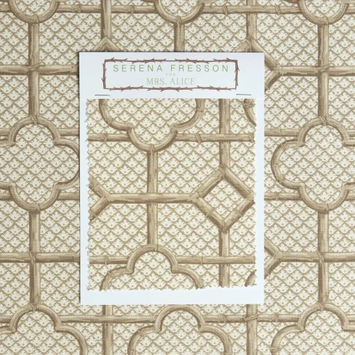 Mrs. Alice Putty Bamboo Trellis Fabric< Serena Fresson Fabrics