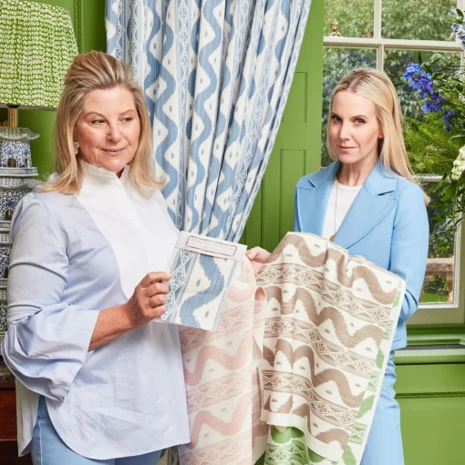 Mrs. Alice Putty Ikat Stripe Fabric< Serena Fresson Fabrics