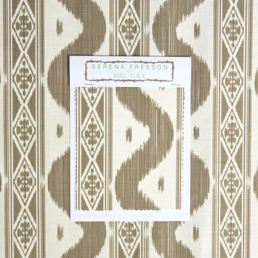 Mrs. Alice Putty Ikat Stripe Fabric< Serena Fresson Fabrics