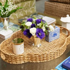 Mrs. Alice Quatrefoil Rattan Tray< Trays | Trays