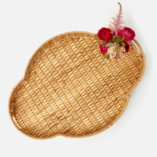 Mrs. Alice Quatrefoil Rattan Tray< Trays | Trays