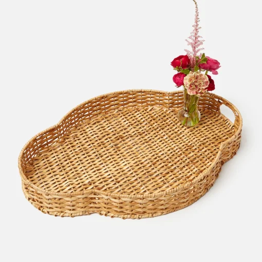 Mrs. Alice Quatrefoil Rattan Tray< Trays | Trays