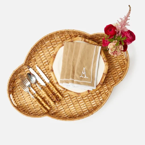 Mrs. Alice Quatrefoil Rattan Tray< Trays | Trays