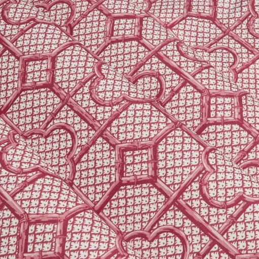 Mrs. Alice Raspberry Pink Bamboo Trellis Fabric< Serena Fresson Fabrics
