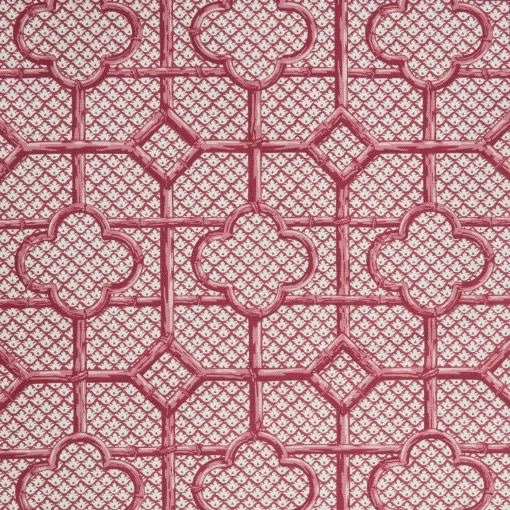 Mrs. Alice Raspberry Pink Bamboo Trellis Fabric< Serena Fresson Fabrics