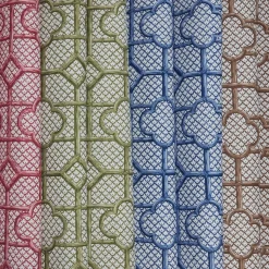 Mrs. Alice Raspberry Pink Bamboo Trellis Fabric< Serena Fresson Fabrics