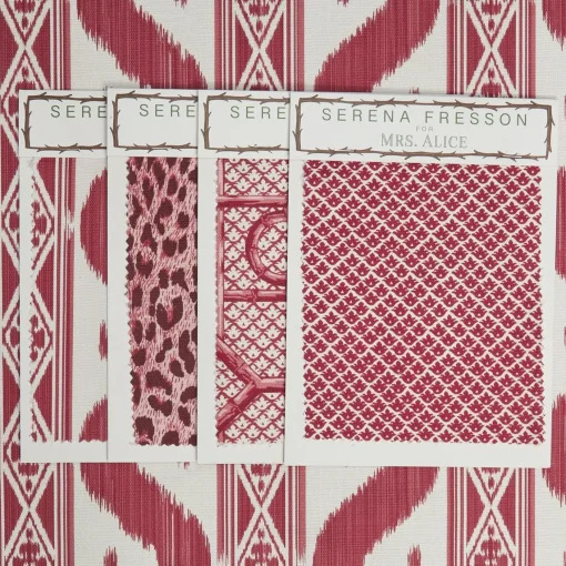 Mrs. Alice Raspberry Pink Ikat Stripe Fabric< Serena Fresson Fabrics