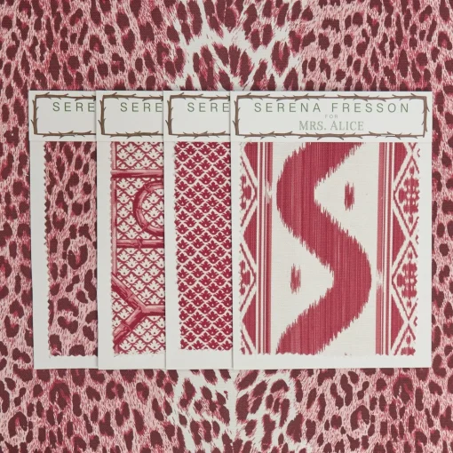 Mrs. Alice Raspberry Pink Leopard Fabric< Serena Fresson Fabrics